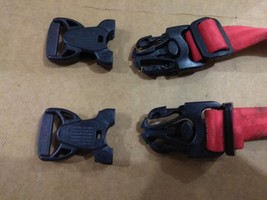 8XX52 PAIR OF NYLON STRAP DISCONNECTS, 1&quot;, WITH SAFETY BUTTON, VERY GOOD... - $4.88