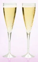 2 Plastic CHAMPAGNE FLUTES 9" Tall &amp; Skinny wedding FLUTE glasses TOAST ... - $18.54