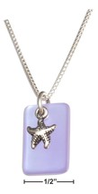 Necklace Sterling Silver 18&quot; Shade Of Blue Sea Glass Starfish Pendant Necklace - £81.15 GBP