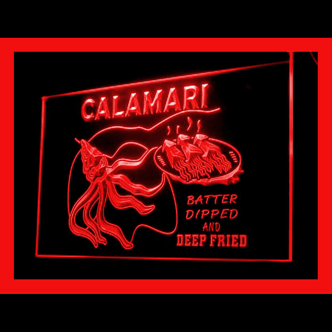 110202B CALAMARI SQUID Ocean Beach Seafood tentacles Display LED Light Sign - $21.99