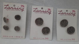 8 VTG Anchor Lansing Silver Tone Metal Buttons (4) sz 5/8&quot; &amp; (4) sz 7/8&quot;... - $8.86