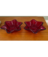 Two Vintage Ruby Red Star Shaped Tapered Candlestick Holders. - £13.21 GBP