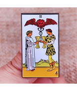 Two Of Cups Tarot Card Enamel Lapel Pin | Shirt Bag Brooch Badge Jewelry... - $12.00