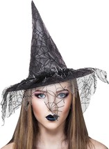 Halloween Witch Hat for Women Vintage Lace Veils Printed Hats Party Supplies Hal - £27.01 GBP