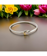Tiffany &amp; Co Estate Love Knot Bangle Bracelet 6.5&quot; 18KT + Silver TIF801 - $386.10