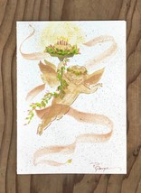 Cupid Bearing Birthday Cake Torch Greeting Card - $11.00