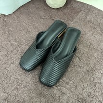 Women&#39;s Sandals Slippers New Fashion Flat Toe Square Wood Middle Heel Half Slipp - £22.03 GBP