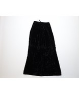 Vintage 60s 70s Womens 10 Crushed Velvet Velour Full Length Skirt Black USA - $919.94 MXN