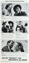 KELLOGG&#39;S ALL-BRAN - 1940 Vintage Print Ad - Girl and Cowboy - Battle Cr... - $12.07