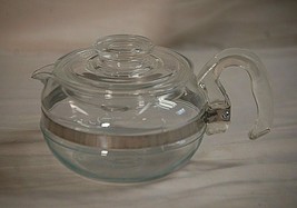 Pyrex Glass Stove Top Coffee Pot 6 Cup Carafe w Glass Lid 8446-B Flameware MCM - £43.51 GBP