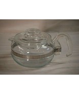 Pyrex Glass Stove Top Coffee Pot 6 Cup Carafe w Glass Lid 8446-B Flamewa... - £43.51 GBP