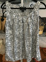 St.John Noir &amp; Crème Soie Mélange Plissé Avant Haut sans Manche Sz 8 - $117.62