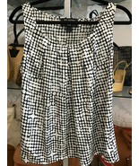 St.John Noir &amp; Crème Soie Mélange Plissé Avant Haut sans Manche Sz 8 - $117.62