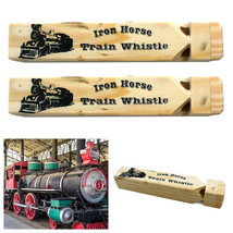 2PC Large Iron Wooden Train Engine Whistle 7" ChooChoo Sound Locomotive Kids Toy - £23.17 GBP