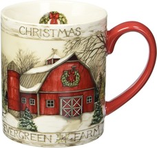 Coffee Mug 14 Oz Cup Tea Large Ceramic Christmas Red White Gift Box Holiday New - £25.53 GBP