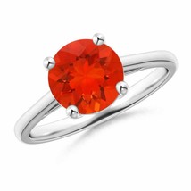 ANGARA 8mm Natural Fire Opal Solitaire Ring in Sterling Silver for Women, Girls - £360.54 GBP+