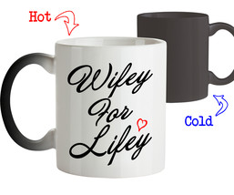 Funny Mug - Wifey For Lifey - Best gift for Husband and Wife -Color Chan... - £15.99 GBP