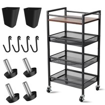 4 Tier Storage Cart, Narrow Shelving Unit For Small Space Slide Out Narr... - £59.38 GBP