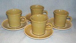 Vintage FRANCISCAN PEBBLE BEACH CUPs AND SAUCERs - Set 4 -Green VGUVC - $15.95