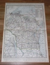 1908 Original Antique Large 26 X 18 Map Of Wisconsin / Madison Milwaukee Chicago - £20.62 GBP