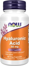 NOW Supplements, Hyaluronic Acid 50 mg with MSM, Joint Support*, 60 Veg Capsules - £22.37 GBP