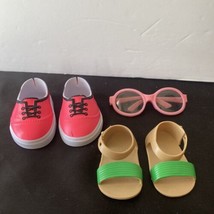 Lot of 3 Our Generation  &amp; American Girl 18&quot; Doll Shoes &amp; Accessories - £7.55 GBP