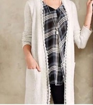 Sparrow Anthropologie Cardigan Duster Sweater Size XS Gray Lace Trim Wool Blend - £31.65 GBP