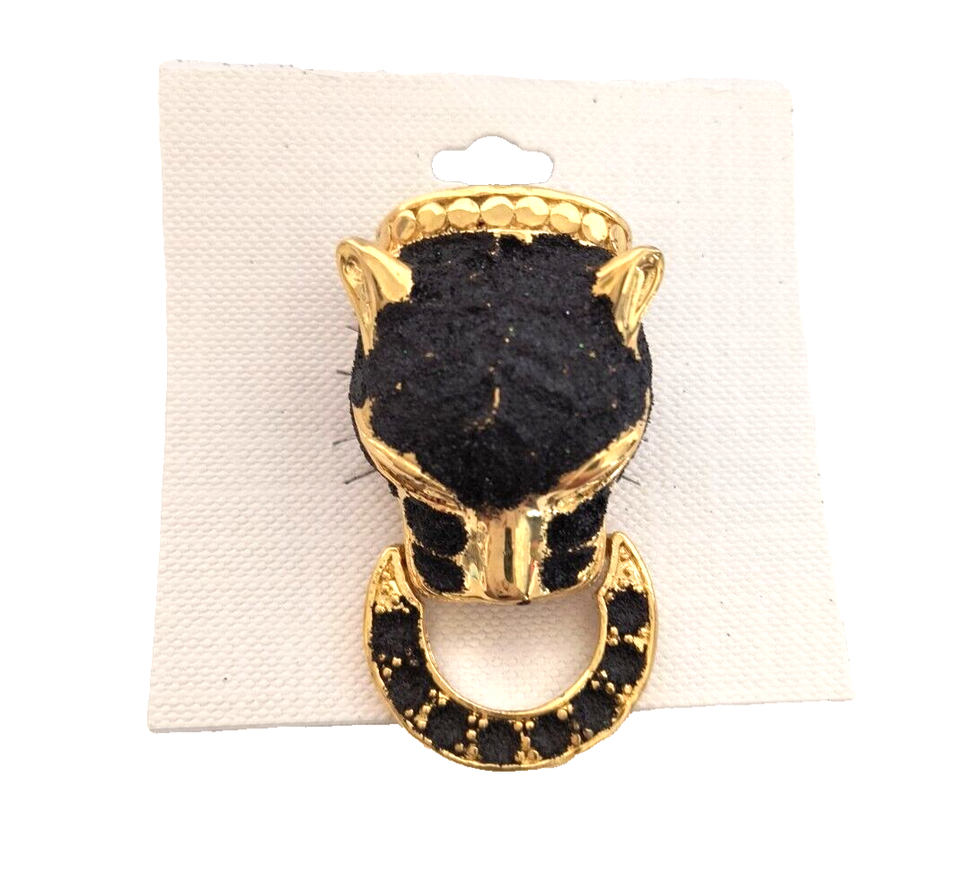 Women's Jewelry Brooch/Pin Black Crystals Gold Tone Metal Animal - £7.12 GBP