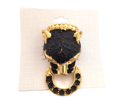 Women&#39;s Jewelry Brooch/Pin Black Crystals Gold Tone Metal Animal - £7.16 GBP