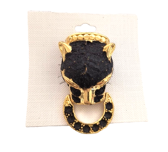 Women's Jewelry Brooch/Pin Black Crystals Gold Tone Metal Animal - $8.91