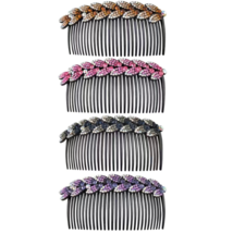 Rhinestone Flower Leaf Hair Side Comb Barrette Elegant Sparkling Accessories NEW - £9.83 GBP