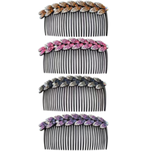 Rhinestone Flower Leaf Hair Side Comb Barrette Elegant Sparkling Accesso... - £9.99 GBP