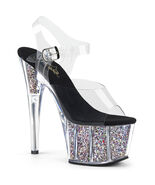 PLEASER ADORE-708CG Women&#39;s 7&quot; Heel Platform Ankle Strap Sandal W/ Glitt... - $1,253.48 MXN