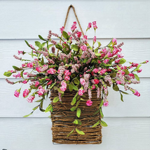 Pink Berry Wildflower Door Hanger Basket Wreath, Seasonal Welcome Sign F... - $34.52