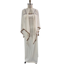 1970s VTG Cream Empire Waist Maxi Dress W/ Sheer Shawl/Cape Brown Ombre ... - $56.88