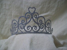Fancy Silver Glitter Metal Tiara Scroll Hearts Swirls Queen Princess Cup... - $18.94 CAD