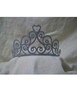 Fancy Silver Glitter Metal Tiara Scroll Hearts Swirls Queen Princess Cup... - $18.94 CAD