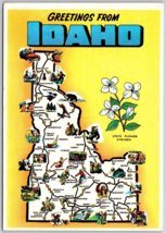 Postcard Greetings From Idaho State Map With State Flower Syringa - £3.29 GBP