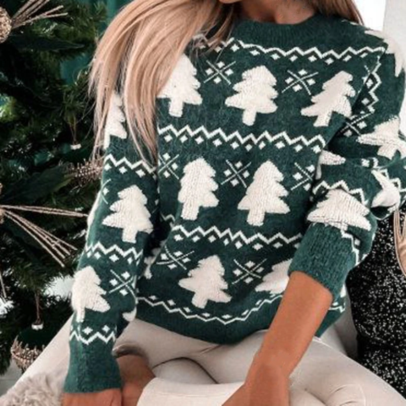 Women Santa Tree 3D Print s Christmas Jumpers Casual Warm Thick Knitwear Full Sl - £90.51 GBP