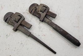 *PV30) Vintage Pair of 2 Tools Steel Adjustable Jaw Pipe Wrench 10 - $182.08 MXN