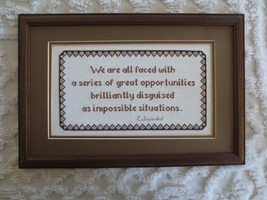 Framed C. SWINDOLL Cross Stitch INSPIRATIONAL QUOTE SAMPLER - 15-1/2&quot; x ... - £19.61 GBP