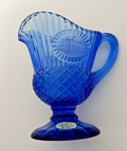 Fostoria Mount Vernon Avon Cobalt Blue Glass Raised Cameo Creamer Sauce Pitcher - £14.42 GBP