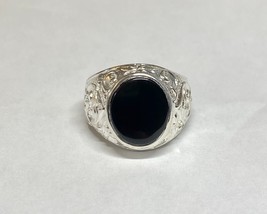 Vintage NOS 1960&#39;s Sterling Silver Genuine Black Onyx Man&#39;s Ring - $101.92