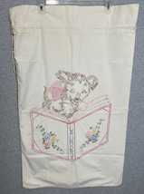 Antique Vintage Laundry Bag Hand Made Embroidered Pillowcase Drawstring Bear - £12.89 GBP