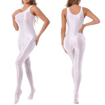 Women Sleeveless Romper Lingerie Shiny Wet Look Jumpsuit Catsuit Skinny Bodysuit - £15.15 GBP