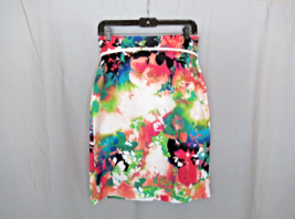 Worthington skirt A-line knee length Size 10 multi floral belt unlined - $13.67