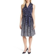 NWT Womens Size 10 Anne Klein Scattered Polka Dot Notch Collar Wrap Dres... - £30.69 GBP