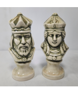 6.5 Tall Ceramic Chess Piece Set of 2 White Green King &amp; Queen Office Ho... - £19.62 GBP