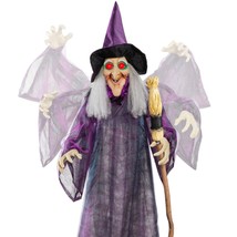 Wicked Witch Standing Animatronic Moving Talking Sounds LED Eyes 5-ft Halloween - £73.89 GBP