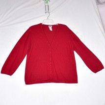 Koret Petits Women&#39;s Red Cardigan Blouse&#39;s Pearl Buttons Size XL - £12.38 GBP